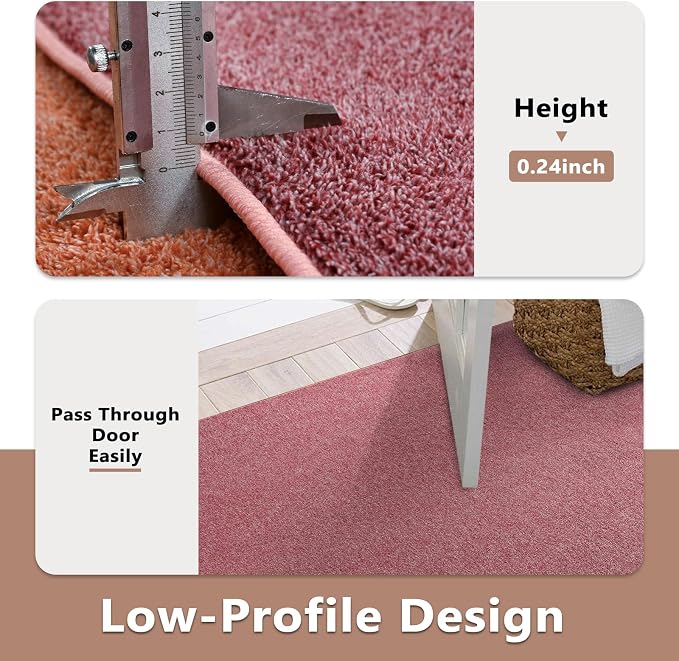 FinRèc 6x9 Washable Area Rugs for Bedroom Living Room, Low Pile Thin Rug Solid - Image 6