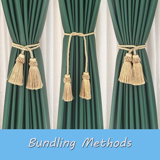 Fenghuangwu Curtain Tiebacks Handmade Decorative Curtain Holdbacks Rope - Image 5