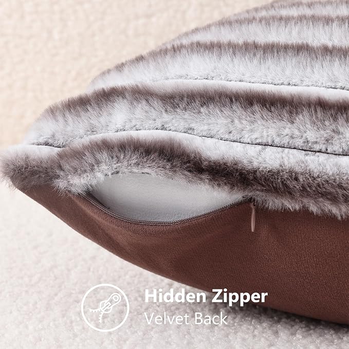 decorUhome Cozy Faux Fur Throw Pillow Covers 26x26 Set of 2 Decorative Soft - Image 8