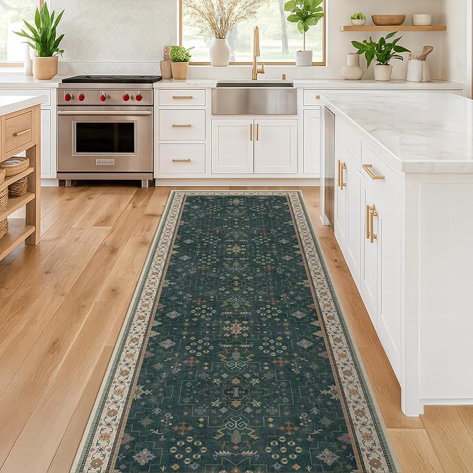 Hazo Haus Dark Green Kitchen Rug 10 ft Long - Image 3