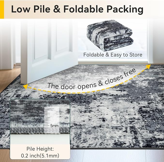 Washable Area Rugs 2'x6' Non-Slip Modern Abstract Soft - Image 8