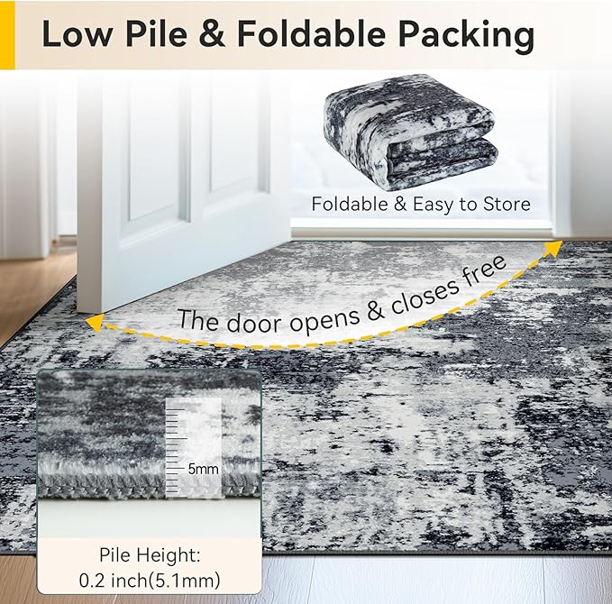 Washable Area Rugs 2'x3' Non-Slip Modern Abstract Soft - Image 5
