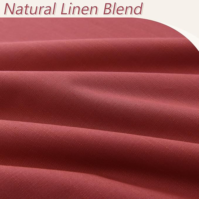 Guken Red 100% Blackout Linen Curtains 84 Inch Length 2 Panels Set - Image 4