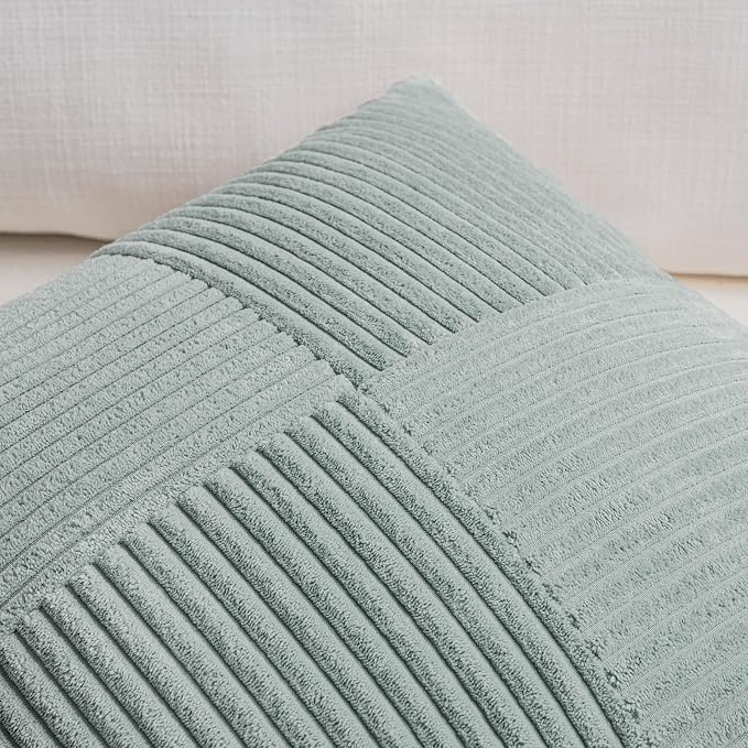 Fancy Homi 2 Packs Grey Blue Decorative Throw Pillow Covers 18x18 Inch - Image 3