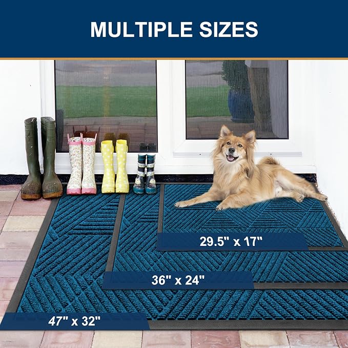 Smiry Front Door Mat Outside Entrance, Heavy Duty Sturdy Natural Rubber Doormat - Image 2