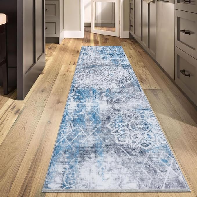 HEBE Hallway Runner Rug 2'x10' Washable Vintage Distressed Area Rugs Non Slip - Image 7
