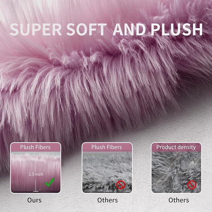Faux Fur Rug for Bedroom, Fluffy Runner Rugs Soft Sheepskin Rug Sofa Couch Seat - Image 4