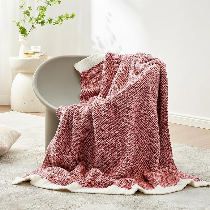 Snuggle Sac Red Throw Blanket for Couch, Super Soft Warm Christmas Red Blankets - Image 2