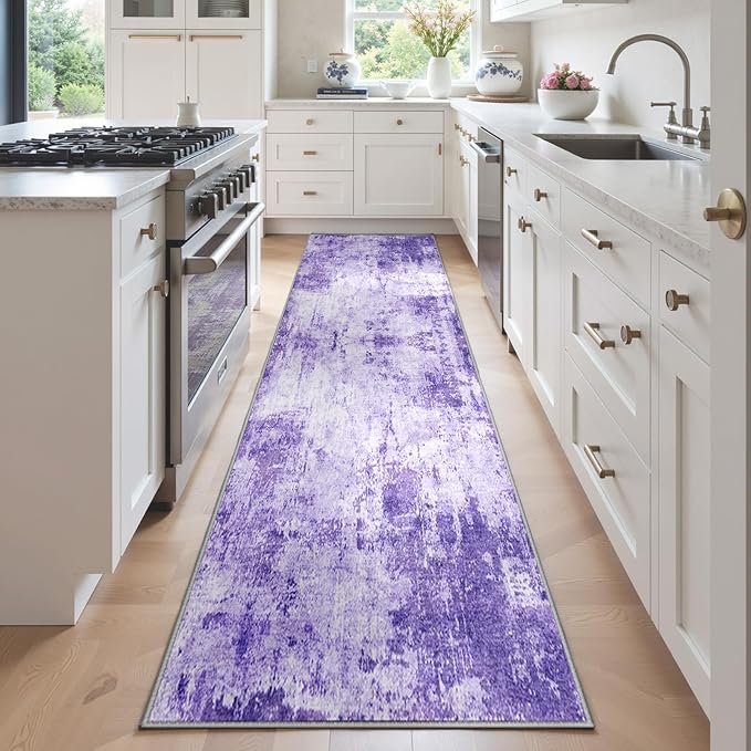 Washable Area Rugs 2'x6' Non-Slip Modern Abstract Soft by RELEANY