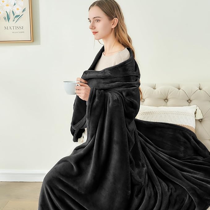 BEDELITE Fleece Blanket Black Throw Blankets - Image 4