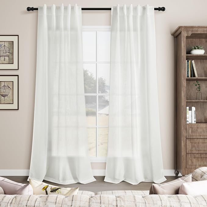 Off White Linen Curtains 84 inches Long - Image 7