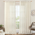 LAMIT 60 Inch Wide Linen Curtains 95 Inches Long, Ivory Cream Light Filtering by LAMIT