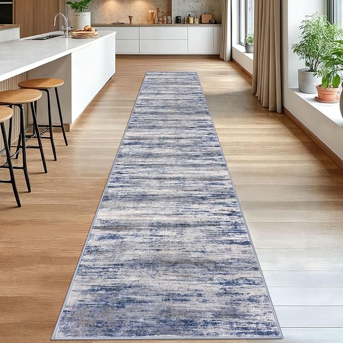 KOZYFLY Modern Abstract Washable Rug Runner 2.6x16 Hallway Rug Runner Non-Slip - Image 3