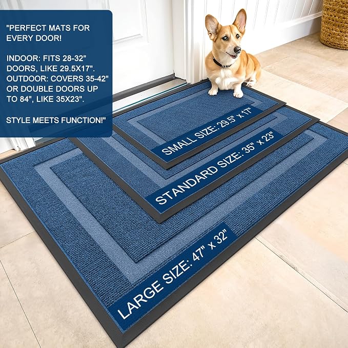 OLANLY Front Door Mat Outside 29.5x17, All-Season Heavy-Duty Rubber Doormat | - Image 3