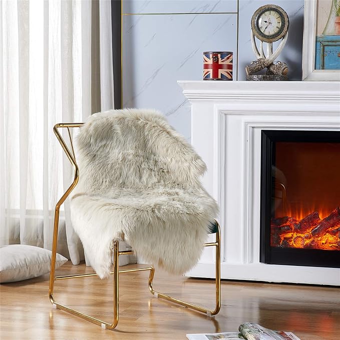 EasyJoy Ultra Soft Fluffy Shaggy Area Rug Faux Fur Rug Chair Cover Seat Pad - Image 4