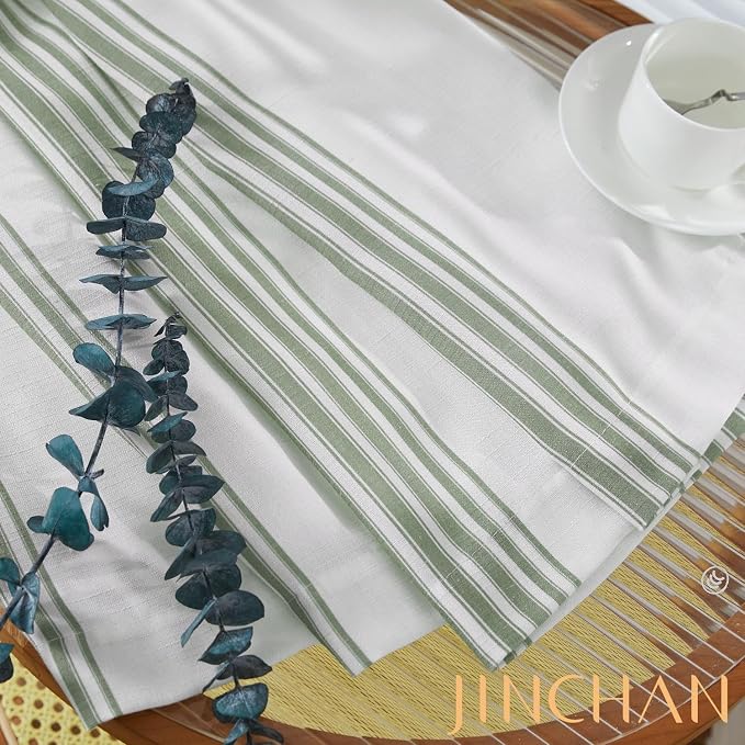 jinchan Striped Linen Valance Curtain 16 Inch Vertical Striped Valance - Image 8