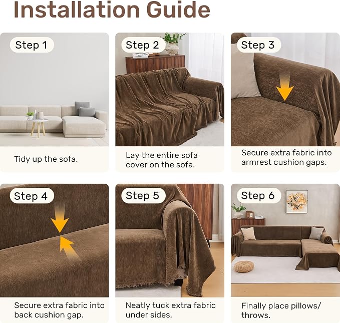 Sectional Couch Covers, 2 Pieces Washable L Shaped Couch Covers Sofa Blanket - Image 7