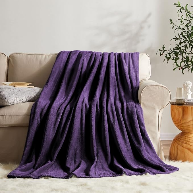 KMUSET Super Soft Throw Blanket Premium Silky Flannel Fleece Throw Size Purple - Image 4