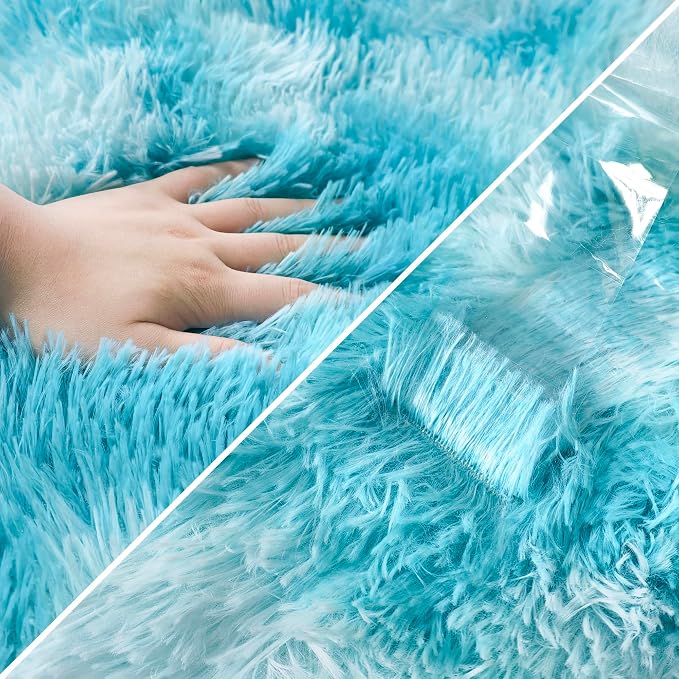 Tie-Dyed Sky Blue 3x10 Machine Washable Runner Rugs - Image 6