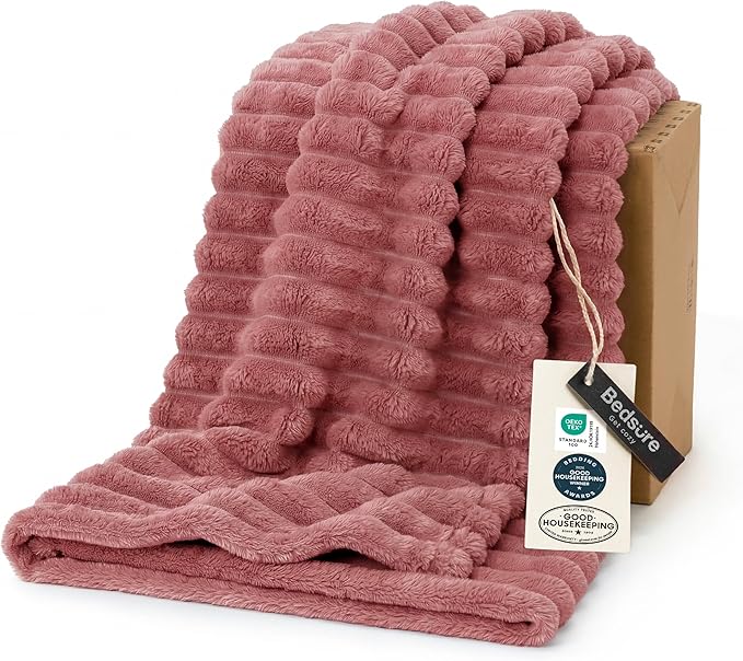 Bedsure GentleSoft Brick Dust Fleece Throw Blanket by BEDSURE
