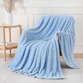 Light Blue Throw Blanket for Couch Sofa 50x60 inches Striped Design | Fleece by Unknown