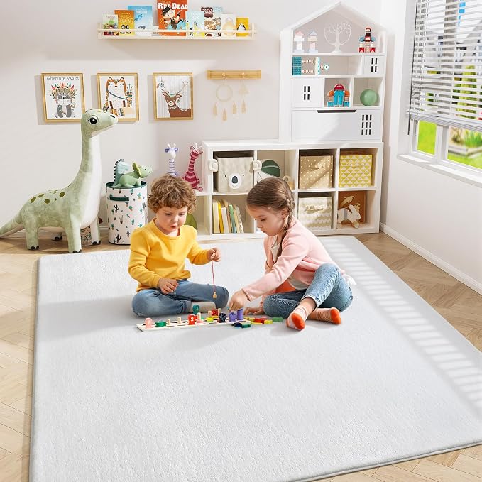 Amearea 4x4 Square Area Rugs for Bedroom Living Room, Modern White Thickened - Image 6