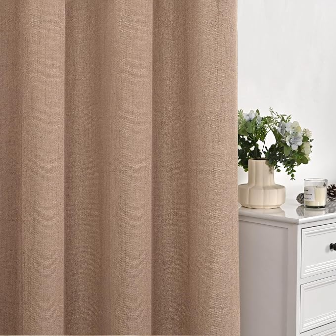 YoungsTex Mocha Brown Linen Semi Sheer Curtains 52 X 72 Inch Length | Light - Image 7