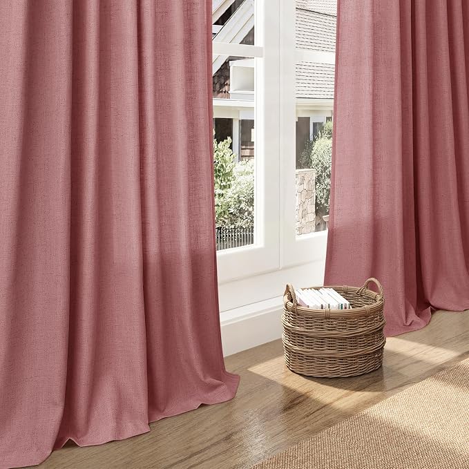 Extra Long Canyon Rose Linen Curtains 120 Inch - Image 6