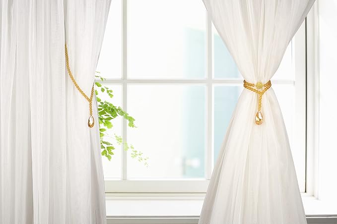 SUQ I OME 2 Pack of Luxury Crystal Beaded Magnetic Curtain Tieback and Holdback - Image 5