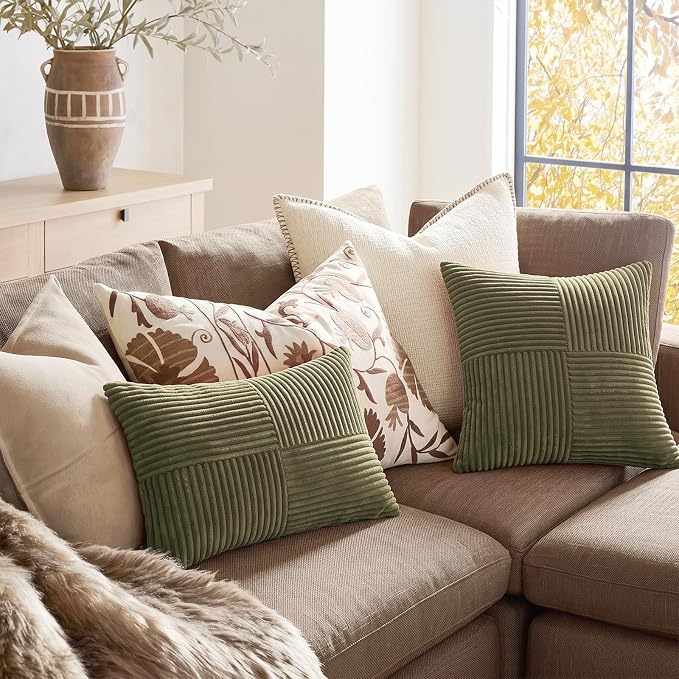Fancy Homi 2 Packs Olive Green Lumbar Decorative Throw Pillow Covers 16x26 Inch - Image 5