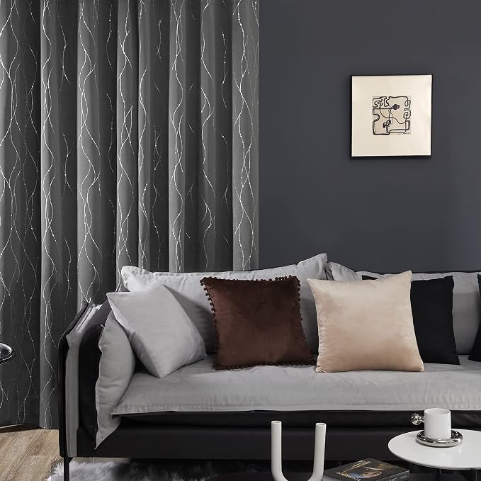 Deconovo Blackout Curtains, Thermal Insulated Noise‑Reducing Drape, Wave Line - Image 3