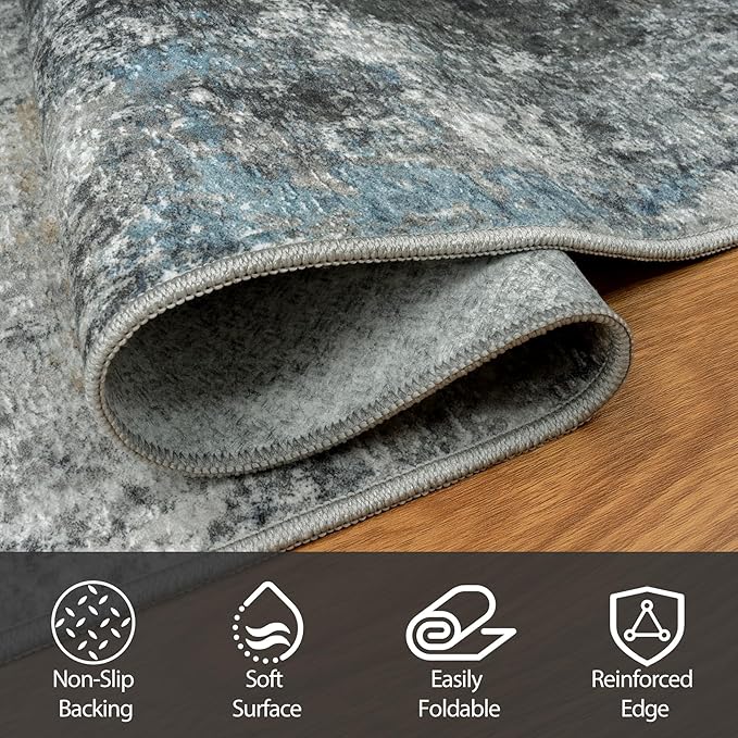 4x6 Area Rugs for Living Room Rug Washable: Abstract Rug for Dining Room - Image 4