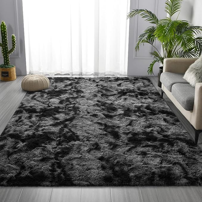 Large Shag Area Rugs 6 x 9, Tie-Dyed Plush Fuzzy Rugs - Image 3