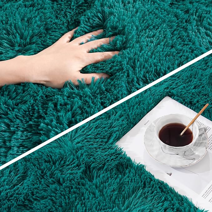 Amearea Shag Blue and Green Runner Rug - Image 5
