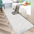 Runner Rug for Bedroom White 2x10ft Fluffy Area Rug Bedside Runner Rug for Kids by JiaoBaba