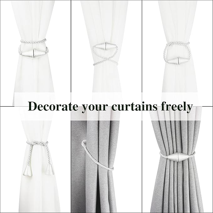2 Pack Magnetic Curtain Tiebacks Rope Modern Handmade Curtain Tie Backs - Image 5