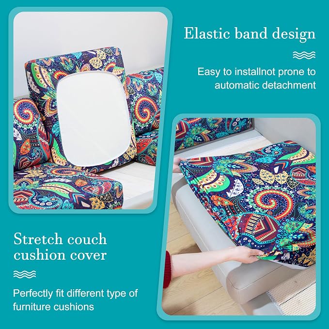 12 Pcs Stretch Patio Cushion Covers, Outdoor Couch Covers Replacement, Outdoor - Image 5