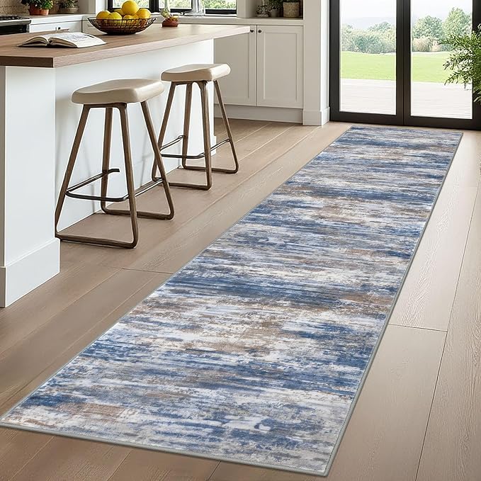 KOZYFLY Modern Abstract Washable Rug Runner 2.6x10 Hallway Rug Runner Non-Slip - Image 7