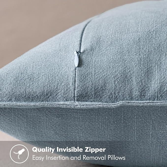 MIULEE Decorative Linen Euro Sham Pillow Covers 22x22 Inch Blue Grey Boho - Image 3