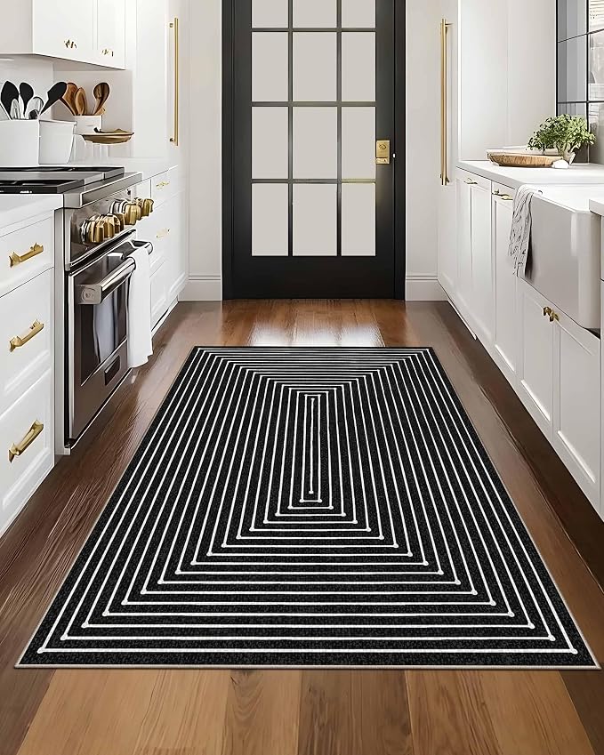 Latte&Fog 3x5 Entryway Rug Indoor, Modern Abstract Washable Area Rug, Boho Non - Image 3
