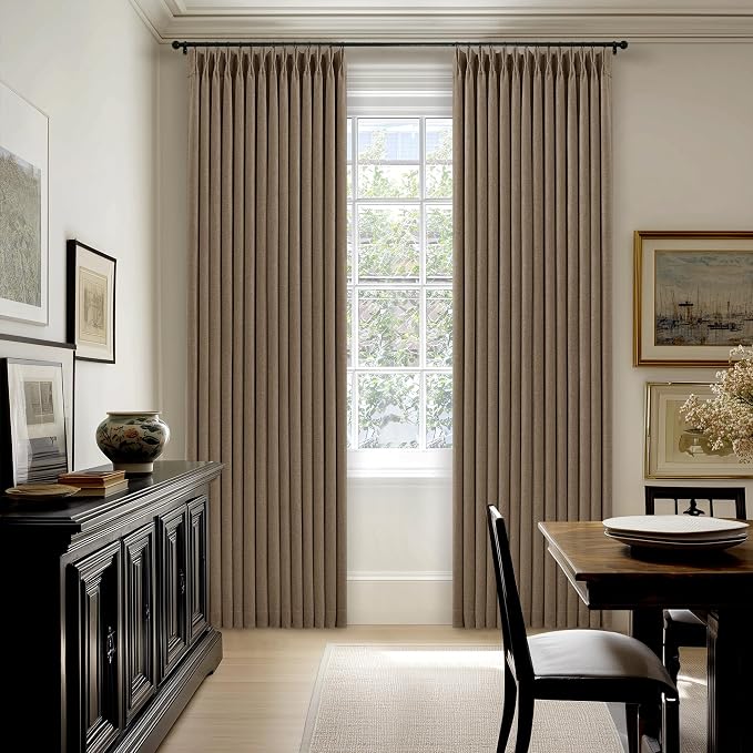 Latte Burlap Room Darkening Curtains 120 Inches Long - Image 8