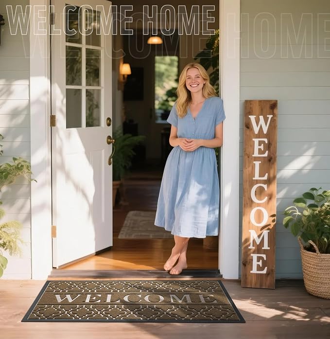 Yimobra Welcome Mat Outdoor Indoor, All-Season Waterproof Front Door Mat - Image 2