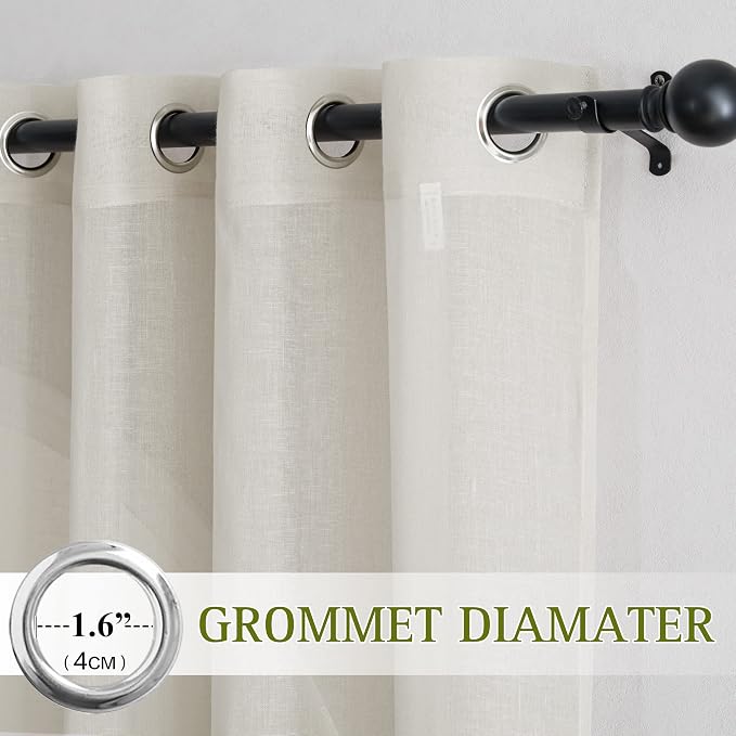 NICETOWN Natural Linen Curtains - Image 2