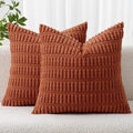 MIULEE Pack of 2 Rust Corduroy Decorative Pillow Covers 20x20 Inch Soft Boho by MIULEE