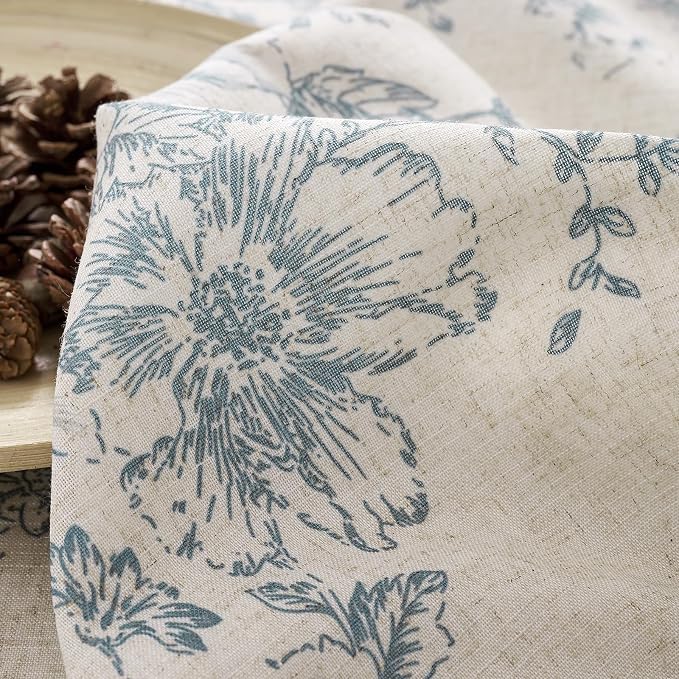 jinchan Lined Linen Blend Curtain Floral Curtains - Image 9