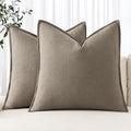 MIULEE Decorative Linen Euro Sham Pillow Covers 24x24 Inch Tan TaupeBoho by MIULEE