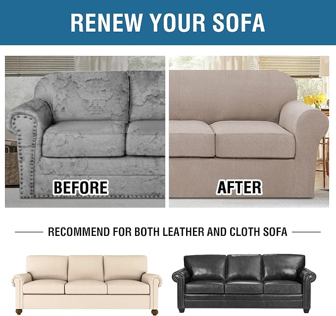 4 Piece Stretch Sofa Covers for 3 Cushion Couch Covers Furniture Slipcovers - Image 9