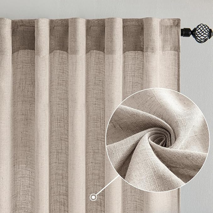 MIULEE Natural Linen Curtains 72 Inch Length 2 Panels - Image 2