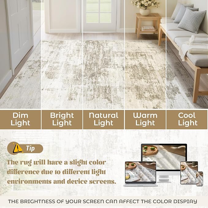 XLUEZ 5x7 Area Rugs for Living Room, Washable Modern Abstract Large Area Rug - Image 8