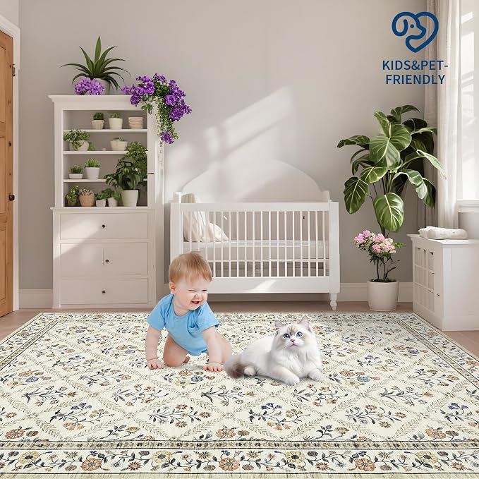 Washable Kitchen Runner 2x6 Non-Slip Floral Carpet Runner - Image 9